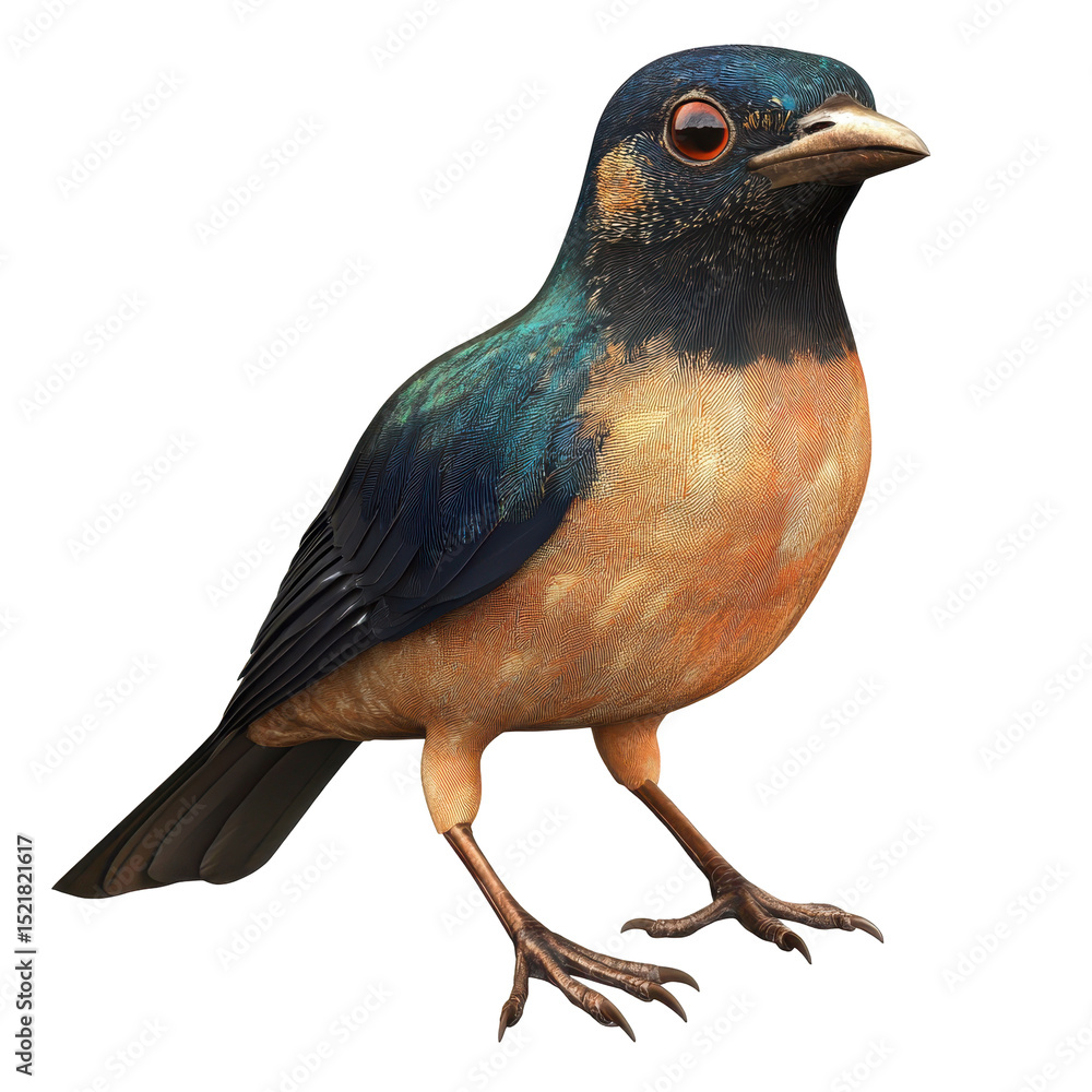 Poster colorful bird perched on a branch displaying vibrant feathers and unique features in a natural habit
