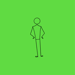 Stickman hands on hip icon logo flat vector design