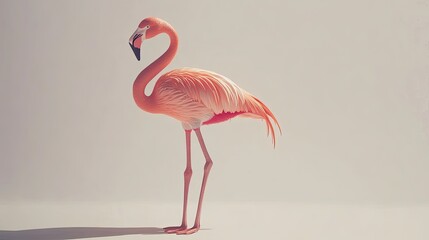 A flamingo elegantly standing on one leg