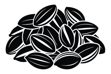 Pile of Sunflower Seeds Graphic Icon Illustration, Black Seeds with White Stripes Design