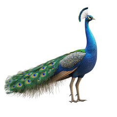 Obraz premium Colorful peacock displaying its vibrant feathers in a natural setting during daylight hours