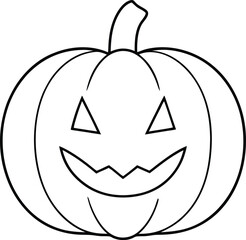 carved pumpkin icon line art vector illustration on transparent background
