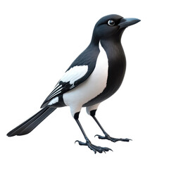 Obraz premium Colorful black and white bird stands on a surface in a minimalist setting, showcasing its unique features and character