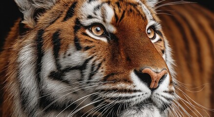 Fototapeta premium Close-Up of a Bengal Tiger's Face, Symbolizing Wildlife Conservation and Endangered Species Awareness, Perfect for Educational Materials and Environmental Campaigns : Generative AI