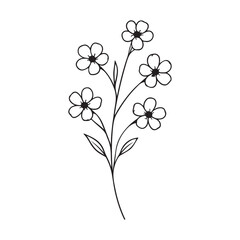 Simple Line Drawing of a Delicate Flower Bouquet