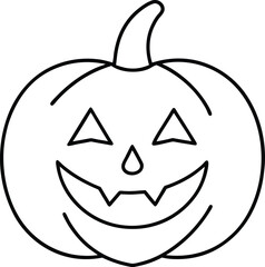 jack o lantern face icon line art vector illustration on transparent background