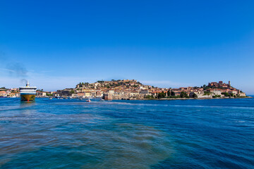 Landscape of Portoferraio town in a cloudy day
