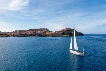 Landscape of Portoferraio town in a sunny day