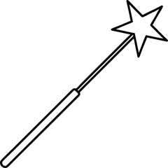 magic wand icon line art vector illustration on transparent background