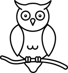 Fototapeta premium owl on branch icon line art vector illustration on transparent background