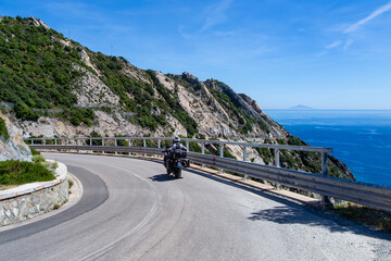 Motorbike on a road of Elba Island