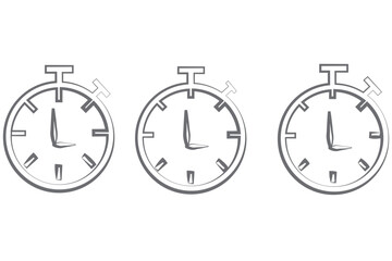 Set of timer, clock flat icon, and time management. Vector. Isolated on white background