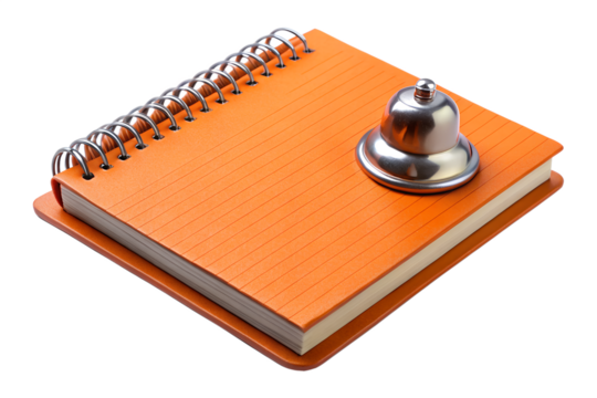 Orange Spiral Notebook with Service Bell  Perfect for Notes, Reminders, and Organization