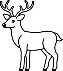 reindeer icon line art vector illustration on transparent background