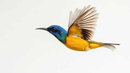 A sunbird hovering momentarily