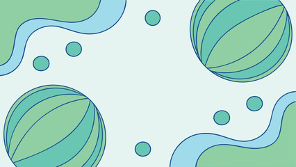 Fototapeta premium Abstract design with rounded shapes and lines in turquoise and green colors