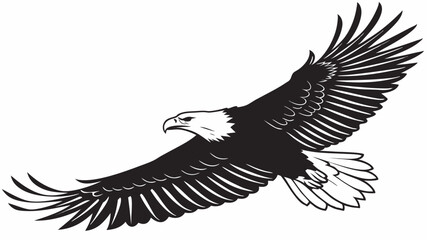 Obraz premium Majestic Bald Eagle in Flight A Powerful Black and White Illustration