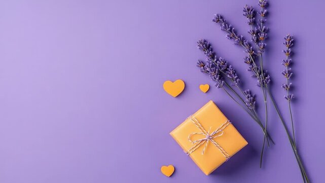 Lavender, Gift, and Hearts: A Romantic Flat Lay