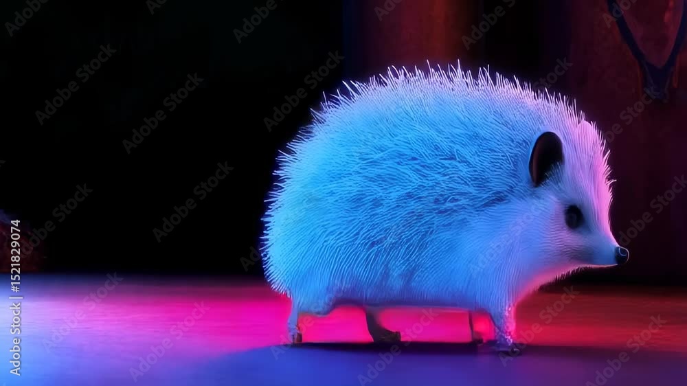 Poster futuristic glowing hedgehog sprinting with dynamic motion and smooth camera angles