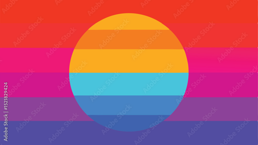 Poster abstract gradient design with an oval shape in vibrant and colorful saturated tones