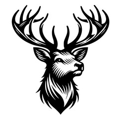 deer, animal, vector, illustration, reindeer, silhouette, mammal, wild, nature, christmas, cartoon, antler, head, wildlife, stag, horn, antlers, design, elk, horns, drawing, art, brown, doe, black