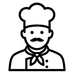 Obraz premium Professional Chef or Cook Icon with Moustache and Hat - Culinary Avatar