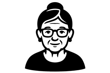 Elderly Woman with Glasses Icon - Senior User Avatar