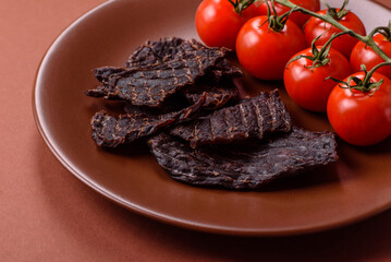 Snacks or jerky, beef slice meat dried, dehydrated. Beef snack