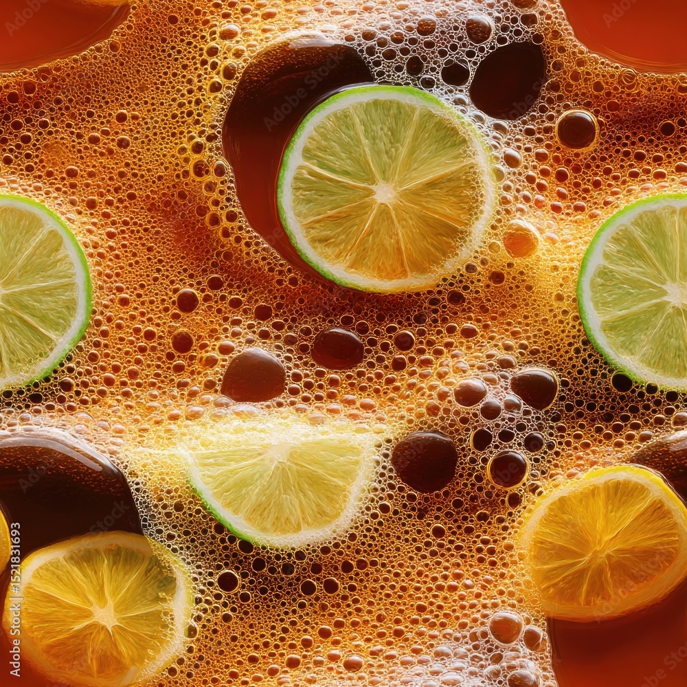 Poster seamless texture this vibrant showcases a depiction of citrus drink, featuring floating slices lemon