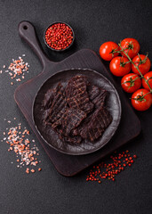 Snacks or jerky, beef slice meat dried, dehydrated. Beef snack