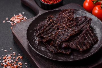 Snacks or jerky, beef slice meat dried, dehydrated. Beef snack