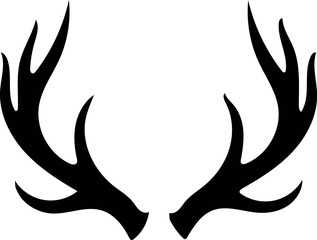 Deer antlers silhouette isolated on white background.