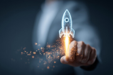 Digital startup rocket launch