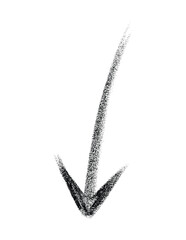 Hand-drawn crayon Balck arrow marker isolated PNG transparent. Hand-drawn brush stroke arrows on a transparent background	