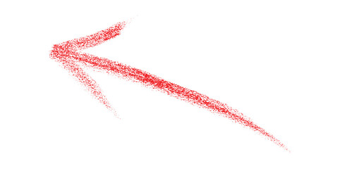 Hand-drawn red arrow marker is isolated on a transparent background, The arrow sign is drawn by hand with a marker. Marked arrow isolated on the background.	