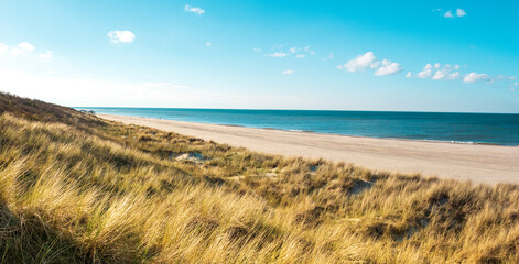 Beautiful beach at the coast of the Netherlands in early summer