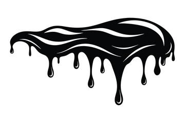 Abstract Illustration Dripping Black Paint with Wavy Design, Isolated Graphic Element Depiction