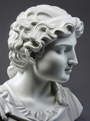 a marble bust depicting a figure from classical antiquity. Visage of Antiquity.