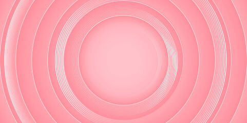 Abstract pink 3D circular layered background vector illustration. Futuristic pink round shape background.