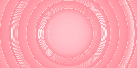 Abstract pink 3D circular layered background vector illustration. Futuristic pink round shape background.