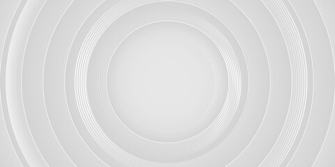 Fototapeta premium Abstract white 3D circular layered background vector illustration. Futuristic white round shape background.