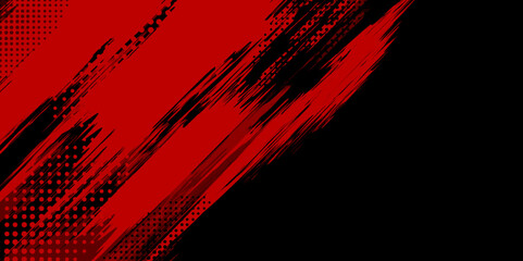 Fototapeta premium Abstract black ink brush stroke background with grunge texture. Red Grunge background design. 