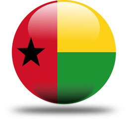 Flag of Guinea-Bissau &ndash; 3D Circular Icon in High Resolution PNG Format