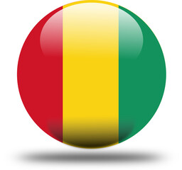 Fototapeta premium Flag of Guinea – 3D Circular Icon in High Resolution PNG Format 