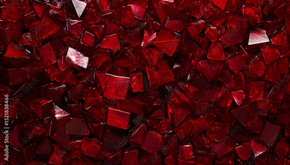 Poster close-up view of numerous small, irregular pieces of deep red food.