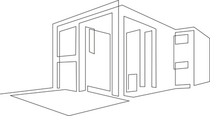 Minimalistic continuous line drawing of a modern private house or cottage. Ideal symbol for construction companies, real estate agencies, or home relocation concepts. Clean vector illustration represe