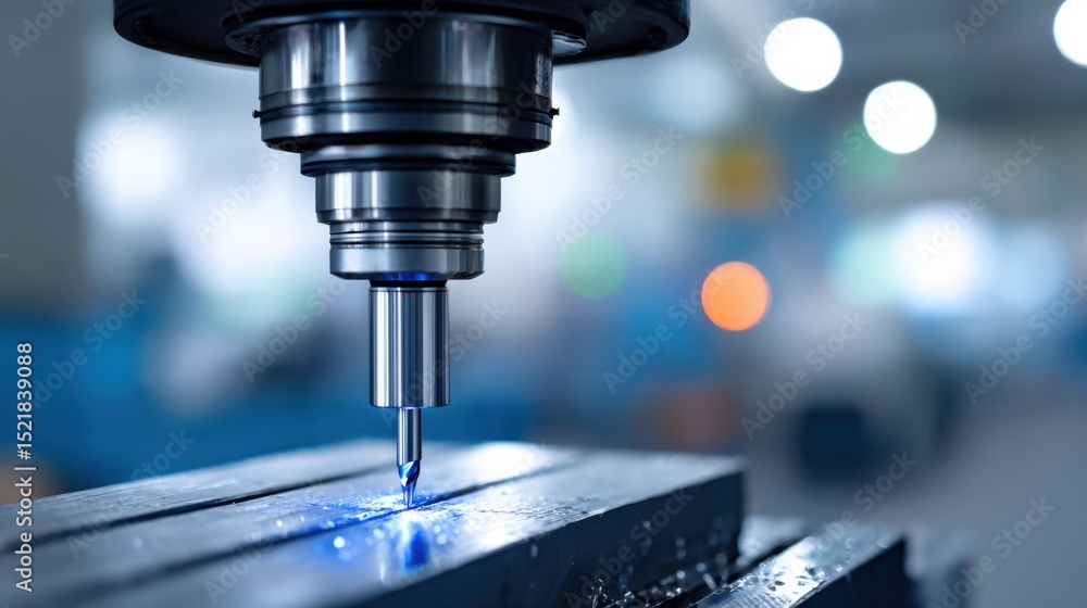 Poster Cnc Milling Machine Cutting Metal With Precision, Representing Industrial Automation and Manufacturing Efficiency in Modern Engineering : Generative AI