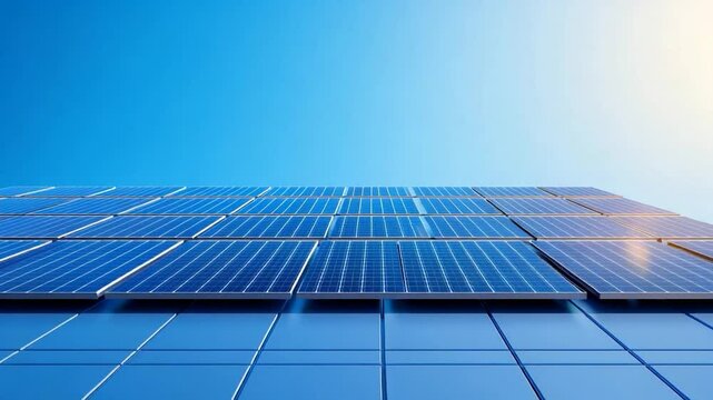 Solar Panels on Building, Clean Energy, Sustainable Technology