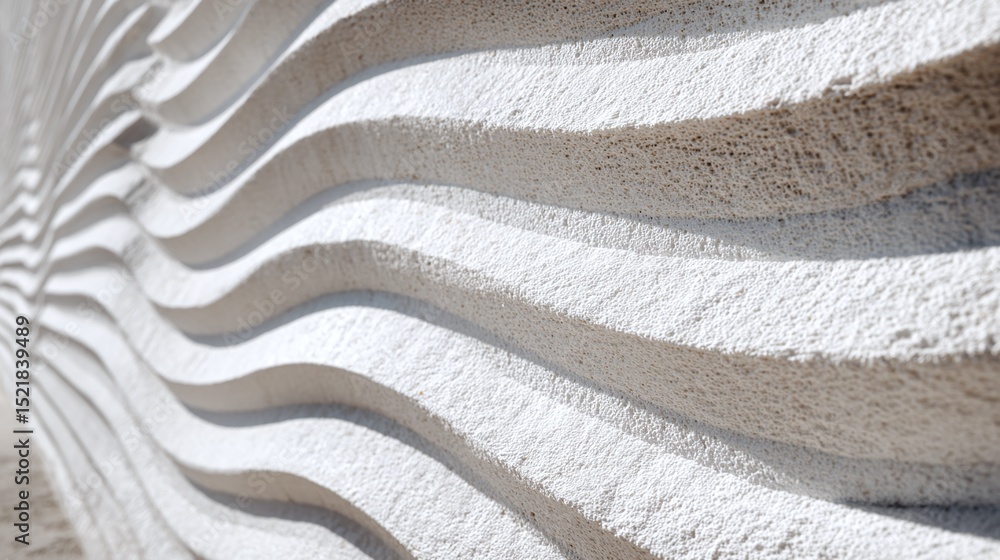 Poster abstract architectural detail showcases wavy, undulating white surfaces, highlighting texture and fo