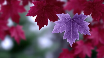 Two Maple Leaves in Autumn Colors, Representing Seasonal Change and Environmental Awareness for Thanksgiving and Fall Marketing Campaigns : Generative AI